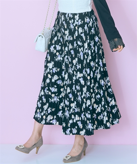 ニッセン（nissen） ロングスカート レディース 花柄 プリーツ