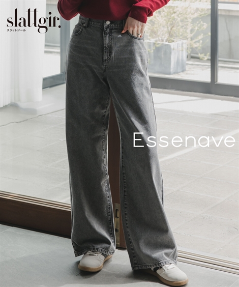 ワイドパンツ トールサイズ レディース 高身長 デニム ワイド ストレート パンツ Essenave 秋 冬 大きいサイズ ゆったり | ウエスト73〜104cm | ニッセン nissen ニッセン（nissen） ワイドパンツ トールサイズ レディース 高身長