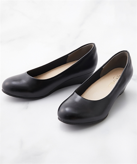 ニッセン（nissen） レディース ゆったり幅広 ラウンドトゥ ウェッジ