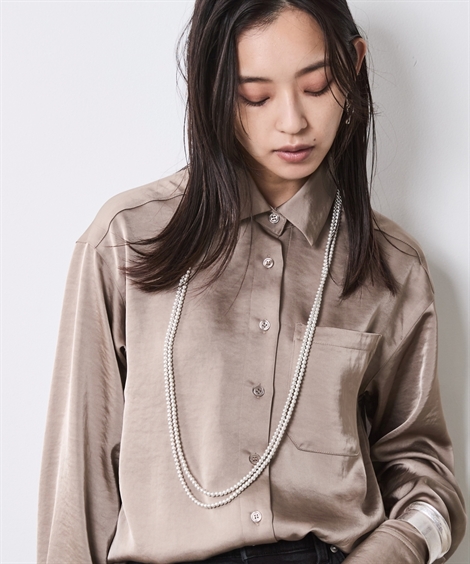 ニッセン（nissen） シャツ ブラウス レディース サテンソフト シック