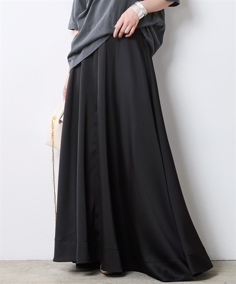 ニッセン（nissen） ロングスカート レディース サテンフレア マキシ