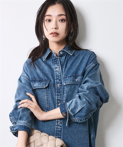 シャツ ブラウス レディース ソフト デニム シックスタイル | 6L/8L/10L | ニッセン nissen ニッセン（nissen） シャツ ブラウス レディース ソフト デニム シック