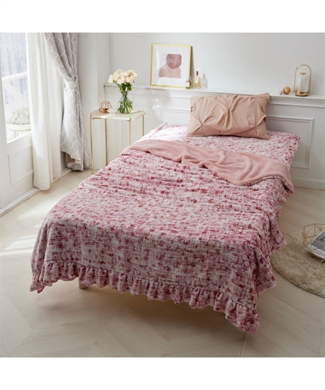 ニッセン（nissen） 毛布 ブランケット 寝具 ツイード柄フリル