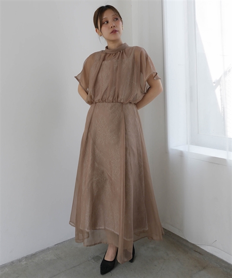 パーティドレス ワンピース レディース 結婚式 パーティー ドレス シフォンオーガンジーレイヤード 春 夏 秋 冬 二次会 披露宴 | 4L/5L | ニッセン nissen ニッセン（nissen） パーティドレス ワンピース レディース 結婚式