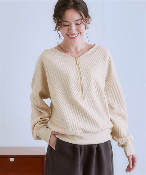 ニッセン（nissen） Tシャツ カットソー レディース ハーフ ジップ