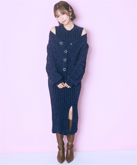 ニッセン（nissen） カーディガン レディース ハート柄編モール marun