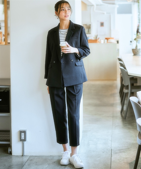 ニッセン（nissen） スーツ レディース ウール調素材ダブルブレスト