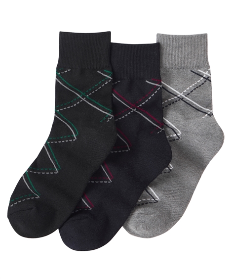 ニッセン（nissen） メンズ あったか毛混底パイル編みアーガイル柄