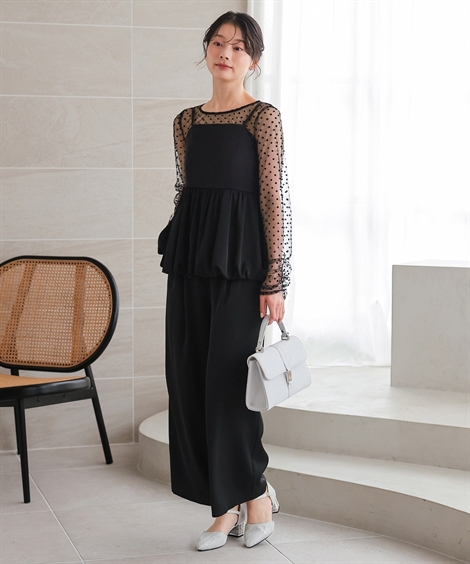 パーティドレス パンツ レディース 結婚式 パーティー ドレス シアードット トップス ＆バルーンキャミ セットアップ 春 夏 秋 冬 | LL | ニッセン nissen_3