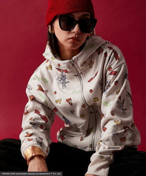 パーカー レディース TOM andトムとジェリー ジップアップフーディ GEVS. 冬 フーディ | 6L/8L/10L | ニッセン nissen ニッセン（nissen） パーカー レディース TOM andトムとジェリー