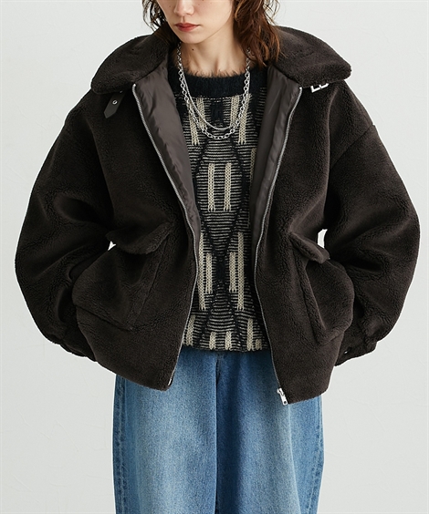 ニッセン（nissen） アウター レディース 2WAY襟着用テディベアボアZIP