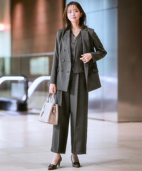 ニッセン（nissen） スーツ レディース 3つ揃え ダブルブレスト