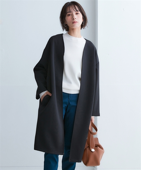 【新品】黒 ロング 11号 コート ドット M〜L 膝丈  長袖 上着 秋冬 新品】黒 ロング 11号 コート ドット M〜L 膝丈 長袖 上着 秋冬
