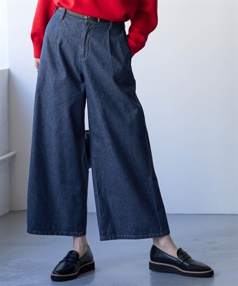 ニッセン（nissen） ワイドパンツ レディース 綿100％ アンクル丈