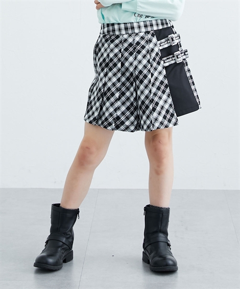 ニッセン（nissen） 子供服 キッズ ラメチェック柄ラップ キュロット