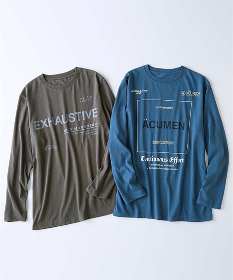 ニッセン（nissen） Tシャツ カットソー メンズ プリント 長袖 2枚組