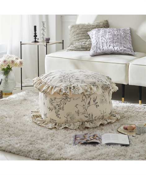 ニッセン（nissen） クッションカバー 花柄フリル 布団 収納