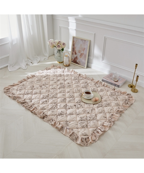 ニッセン（nissen） ラグ カーペット 絨毯 花柄フリルキルトラグ