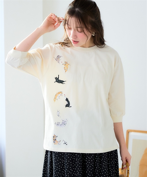 ニッセン（nissen） Tシャツ カットソー レディース ハラミチヨ 猫