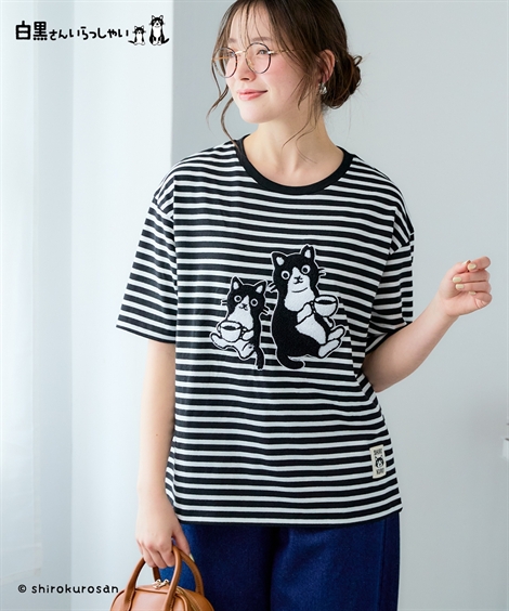 ニッセン（nissen） Tシャツ カットソー レディース 白黒さん