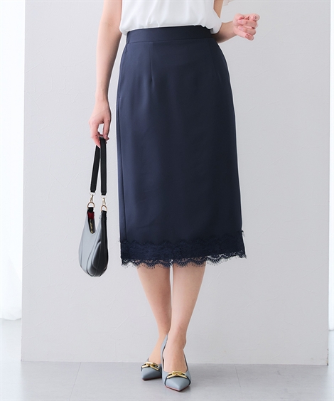 CARVEN レース裾付きスカート 36 ニッセン（nissen） スカート ひざ丈 レディース 裾スカラップ レース