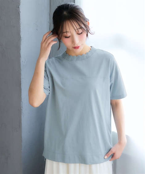 ニッセン（nissen） Tシャツ カットソー レディース かぎ針ネック綿混