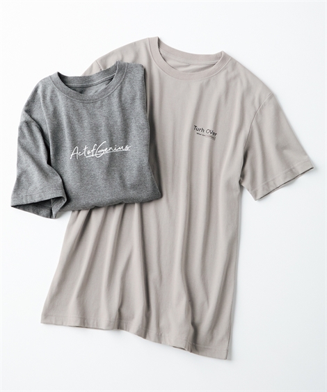 ニッセン（nissen） Tシャツ カットソー メンズ 半袖 プリント 2枚組