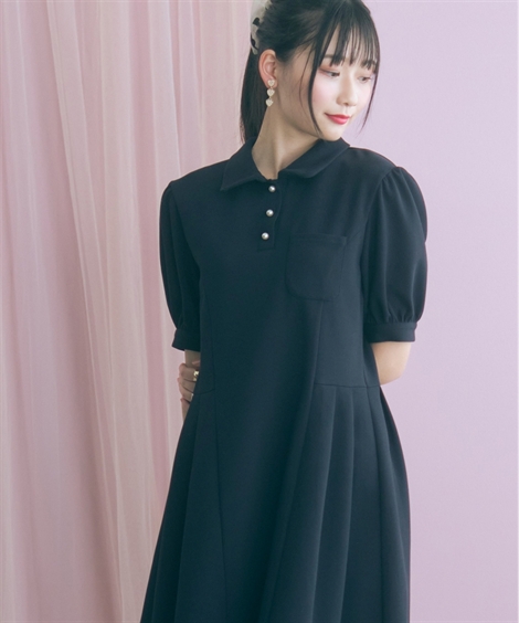 ワンピース ミニ レディース Aラインポロ marun 夏 ミニワンピ ニッセン nissenの画像