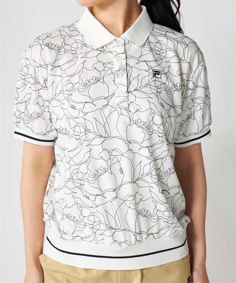 FILAGOLF スポーツウェア トップス レディース ラインフラワー柄リブオーバーサイズ シャツ FILA GOLF 接触冷感 吸汗速乾 夏 | LL/3L | ニッセン nissen_2