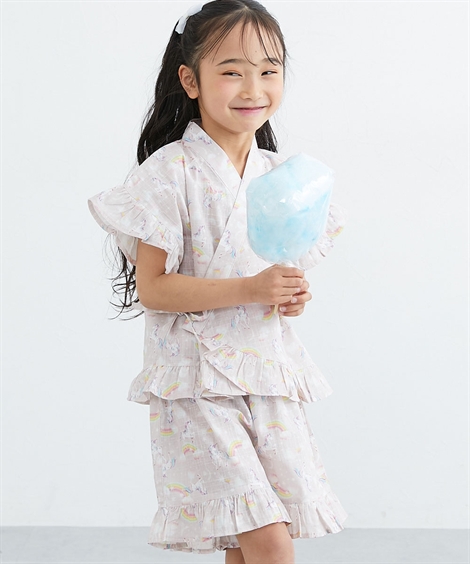 ニッセン（nissen） 甚平 子供服 キッズ フリル甚平 スーツ 女の子 夏