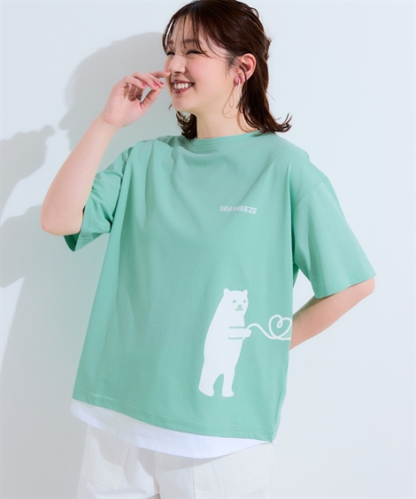 ニッセン（nissen） Tシャツ カットソー レディース SEA BREEZE クマ