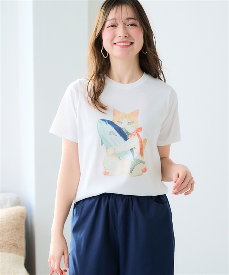 ニッセン（nissen） Tシャツ カットソー レディース オノマイ 猫