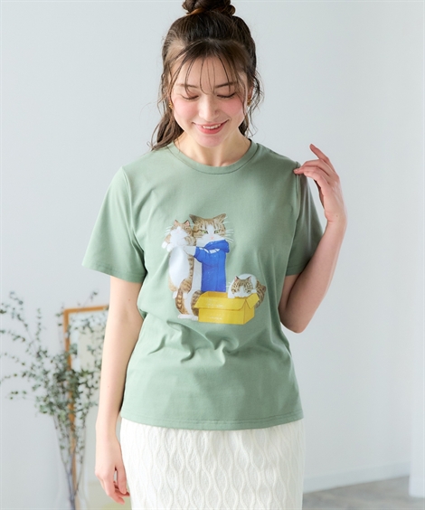 ニッセン（nissen） Tシャツ カットソー レディース オノマイ 猫