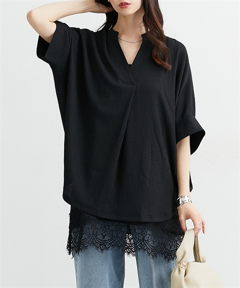 ニッセン（nissen） Tシャツ カットソー レディース 楊柳 ジャガード