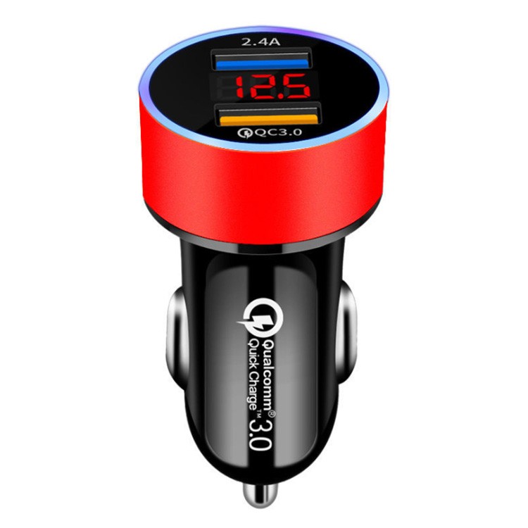 市場 シガーソケット 温度計 2in1 測定 デジタル バッテリーチェッカー 電圧計