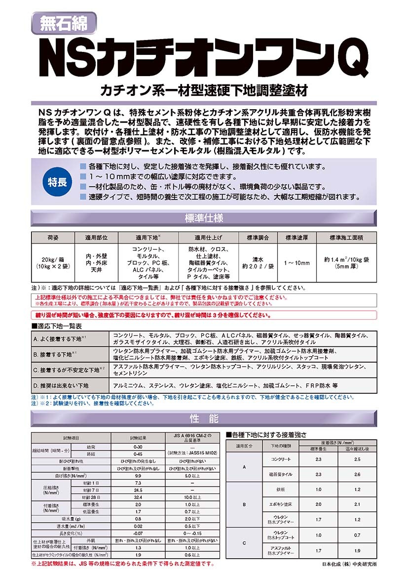 日本化成 NSカチオンワンQ 20ｋｇ/箱（10ｋｇ×2袋) :kationwanq20:日曜左官エムケー工芸 - 通販 - Yahoo!ショッピング