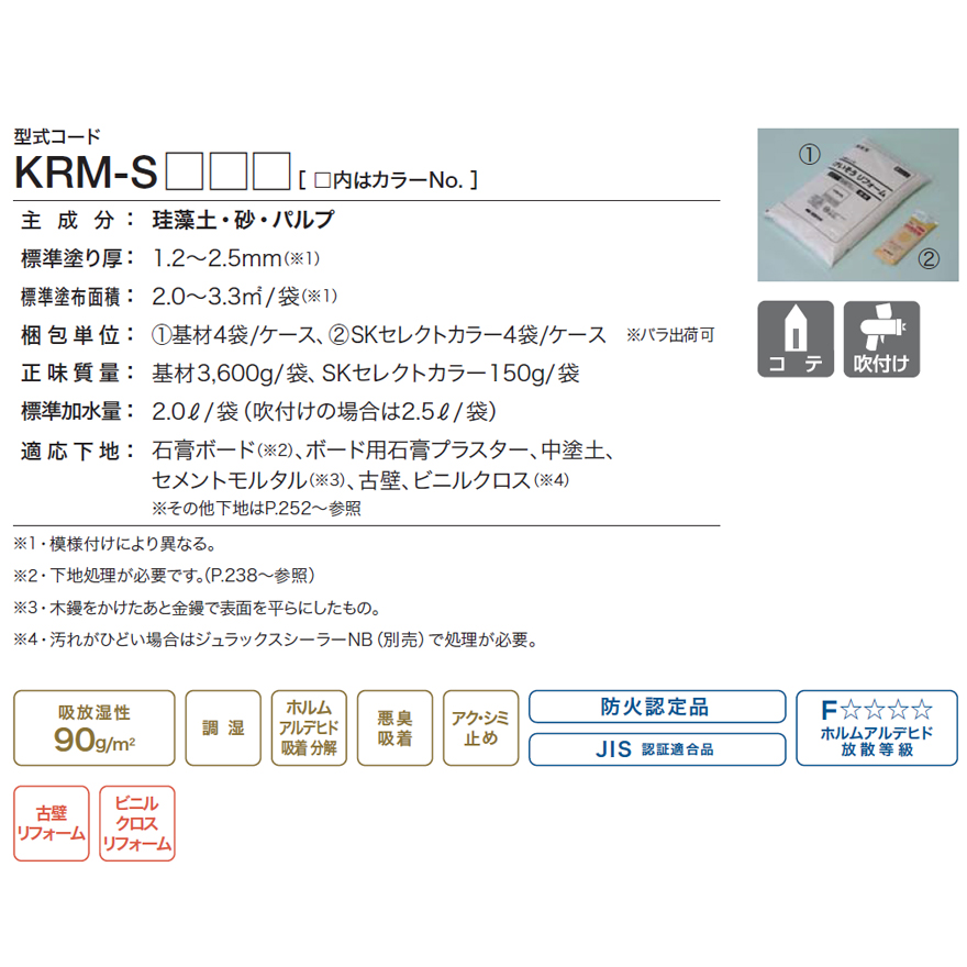 けいそうリフォーム（簡単に塗り壁）3.6kg/袋、四国化成建材。