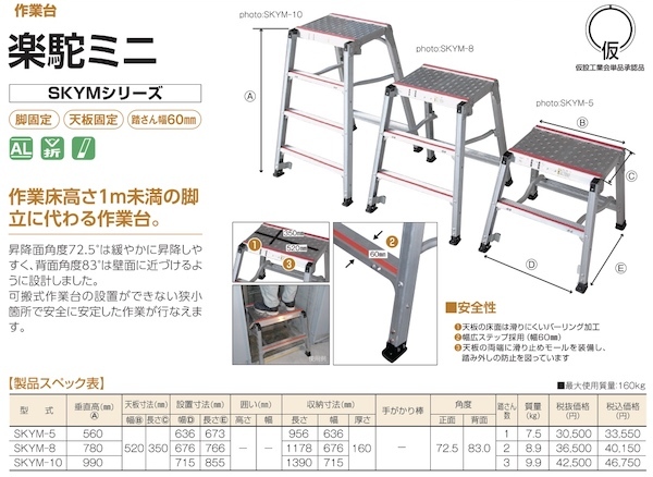 アルミ 幅広 作業台 楽駝ミニ らくだミニ SKM-5 折り畳み 株式会社