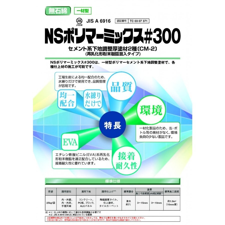 日本化成 NS-RLモルタル 22kg /ペール缶 (粉体10kg×2、 混和液1kg×2