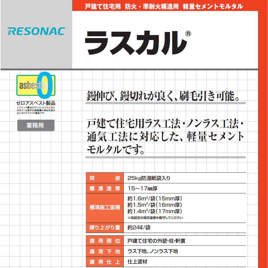 ラスカル 25kg／袋 レゾナック建材 昭和電工 軽量モルタル（住宅