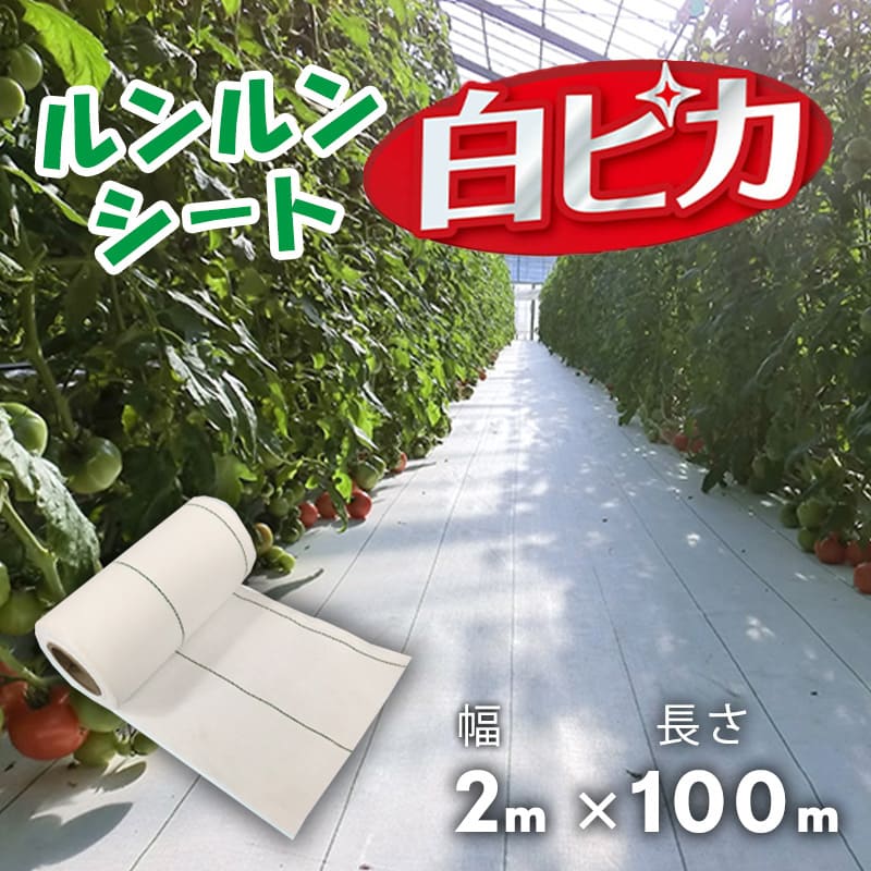 防草シート ルンルンシート白ピカ 2m×100m／巻 白 雑草 芝生 DIY 草 庭