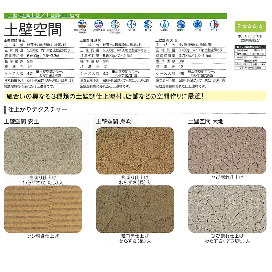 土壁空間・安土。店舗などの空間作りに最適。5,600g／袋（バラ）フジワラ化学。