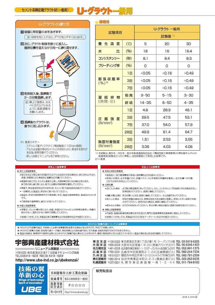 U-グラウト 一般用（汎用型） 25kg／袋 宇部興産株式会社 : uk