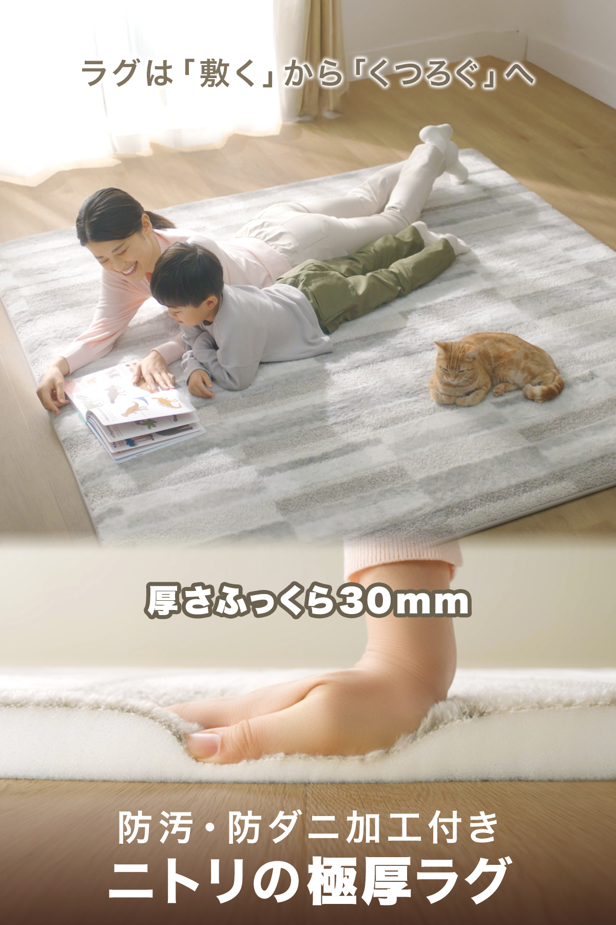 ニトリ（NITORI） ラグ ラグマット カーペット 極厚 30mm ウレタン入り