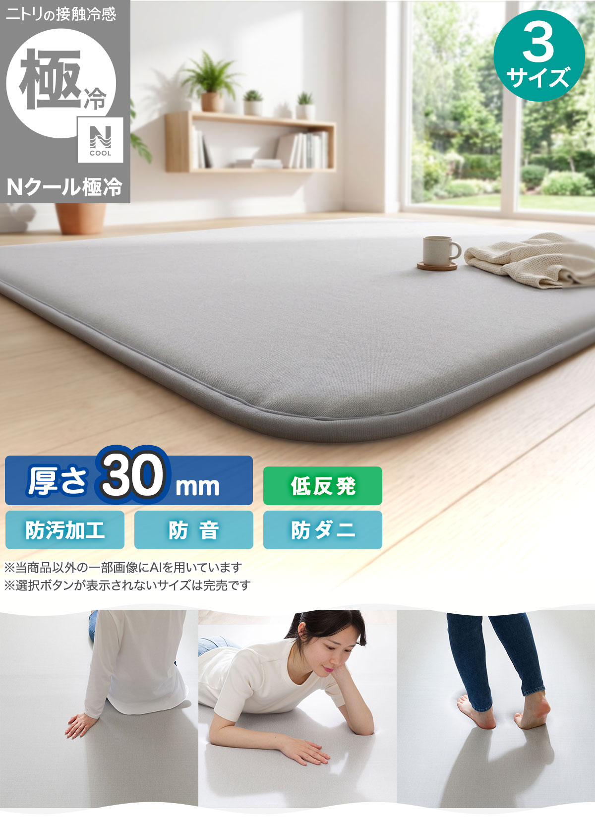 ニトリ(NITORI) ラグ ラグマット カーペット 低反発 極厚 30mm ニトリ(NITORI) ラグ ラグマット カーペット 低反発 極厚 30mm