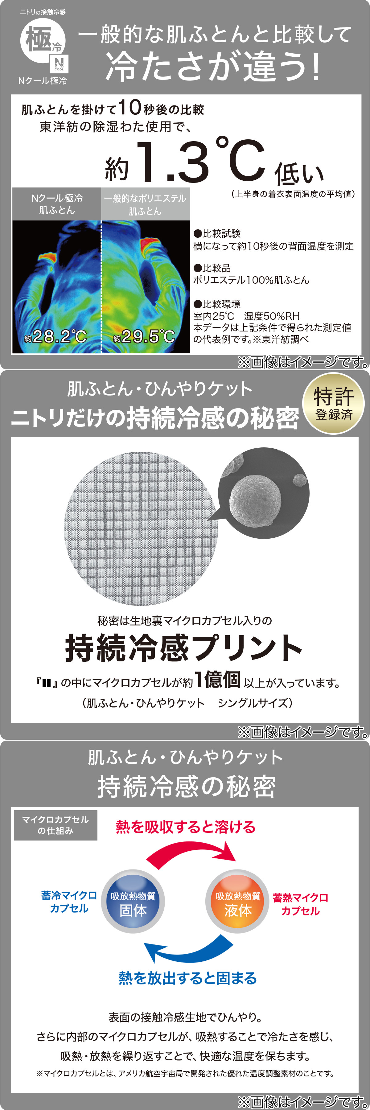 ニトリ（NITORI） 両面使える 肌布団 シングル(Nクール極冷 ブルー