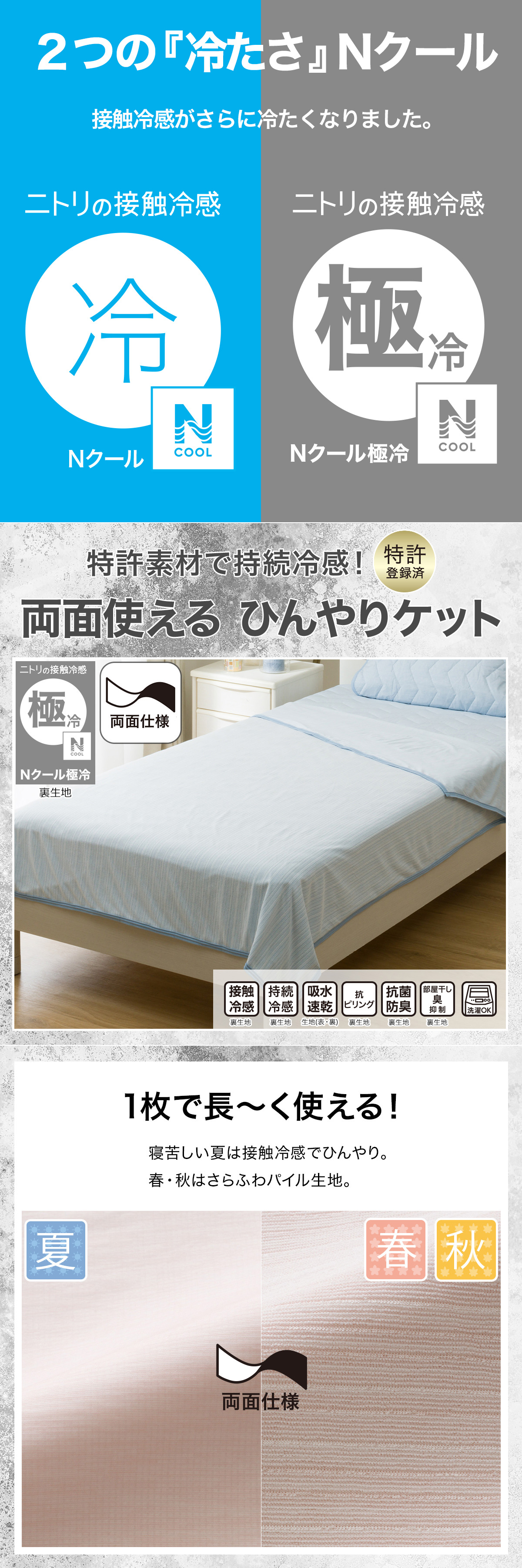 ニトリ（NITORI） 両面使える ひんやりケット シングル(Nクール極冷