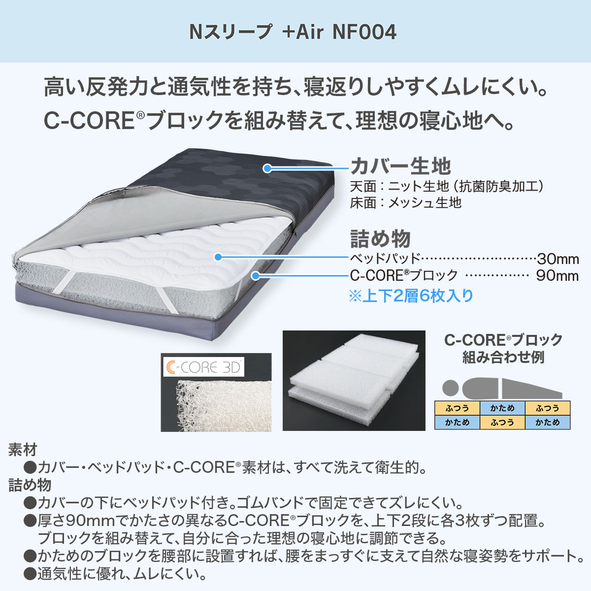 ニトリ（NITORI） 通気性の良い高反発セミダブルマットレス(Nスリープ