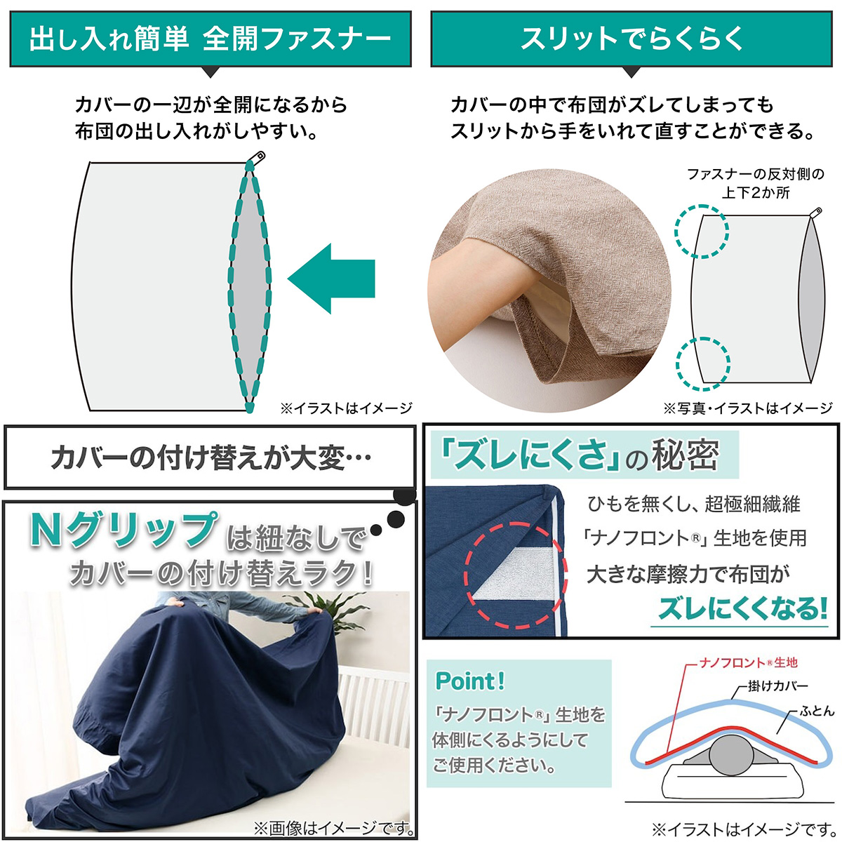 ニトリひもなしラクラク掛け布団カバーホテルスタイル　セミダブル3個 ニトリ（NITORI） ひもなしラクラク 掛け布団カバー セミダブル(N