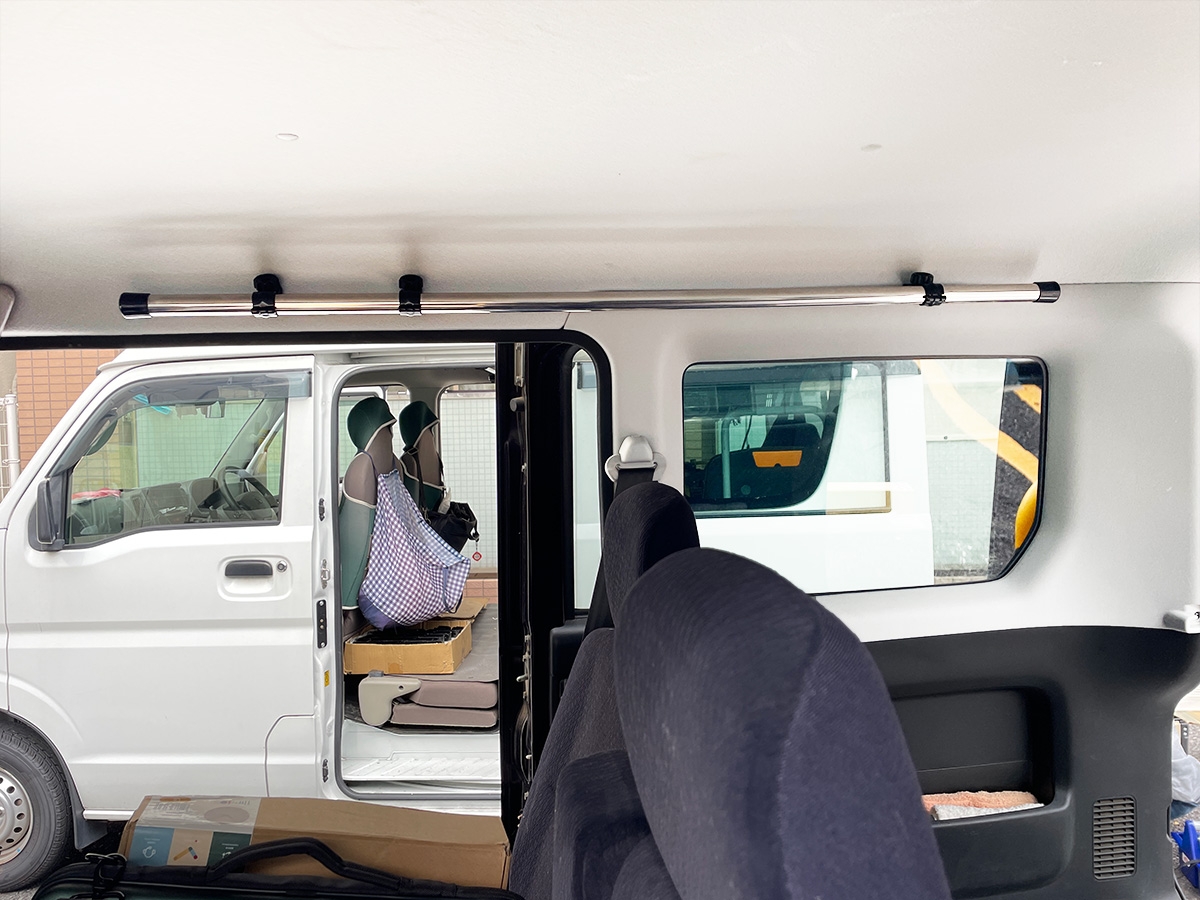 Amazon | NAMINORIKOZOU ホンダ バモスホビオ 左右サイドバー＆高低ワンタッチバー2本セット ロッドホルダー 車内キャリア  インナーキャリア サーフボード スキー 脚立 長尺物 釣り竿 スノーボード なみのりこぞう | カーゴバー | 車＆バイク